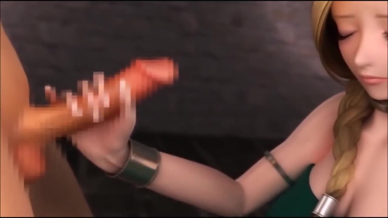 Animated Blonde Is Stroking That Long Cock Before Sucking It
