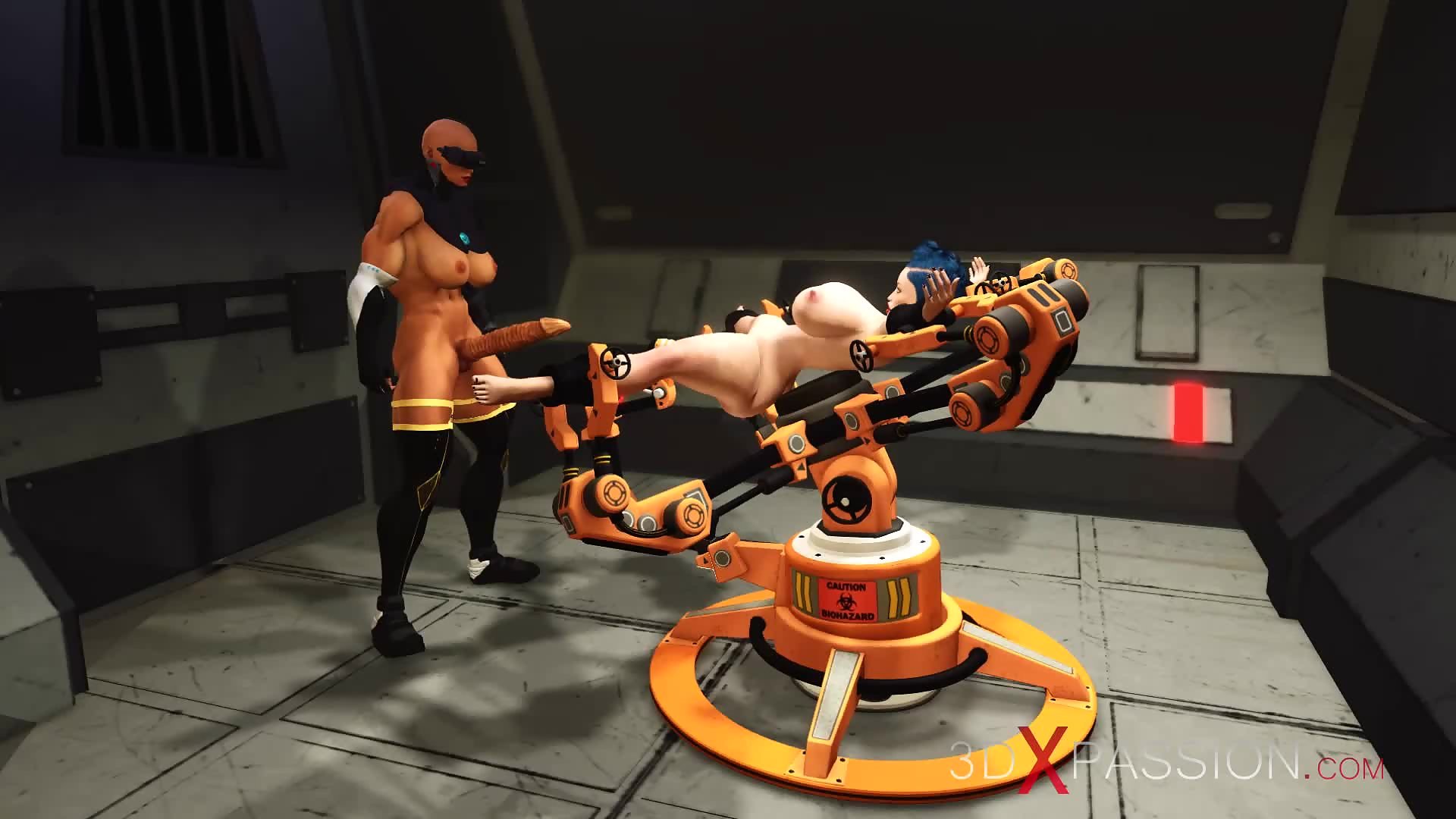 Cyber Fuck Machine And Sexy Shemale Fucks Busty Girl