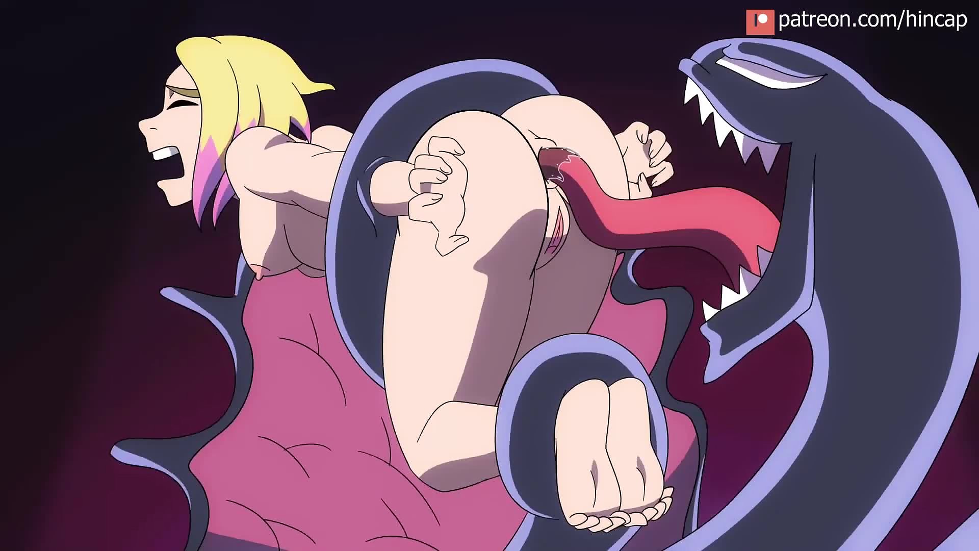 Venom Tongue Fucks Spider Gwen'S Asshole And Double Penetrates Her